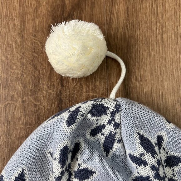 Spyder Blue and White Snowflake Youth Pom Beanie - Picture 3 of 5